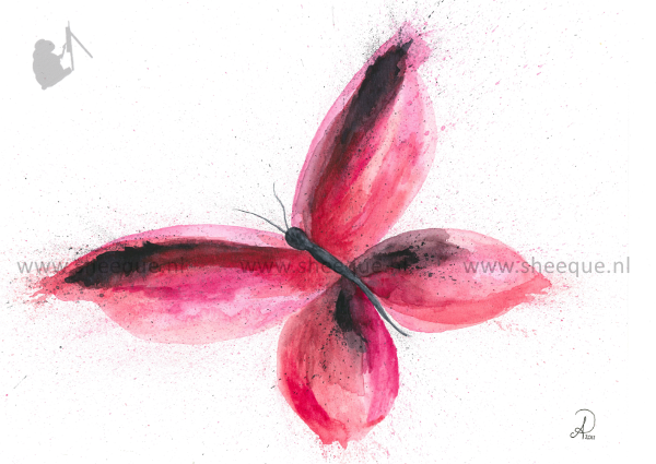 aquarel schilderij rosa